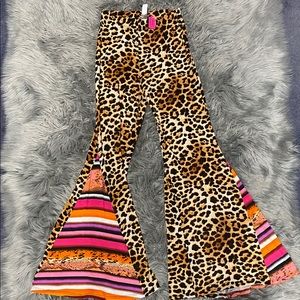 Leopard flare pants NWT